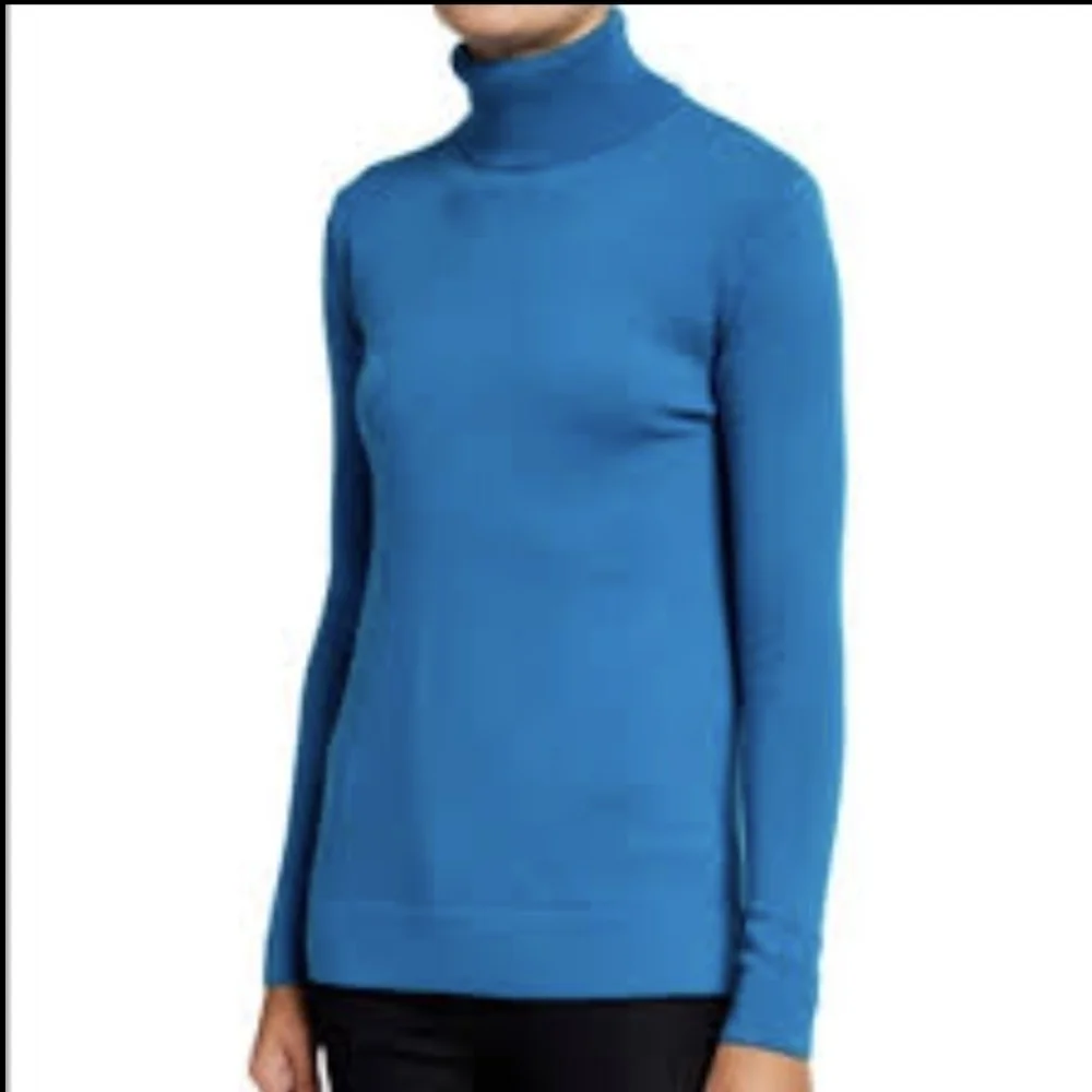 Neiman Marcus Teal Turtle Neck Cashmere Collection Sweater - Picture 1 of 8